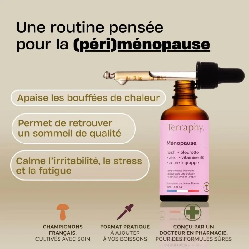 Gouttes Ménopause à base de champignons français bio