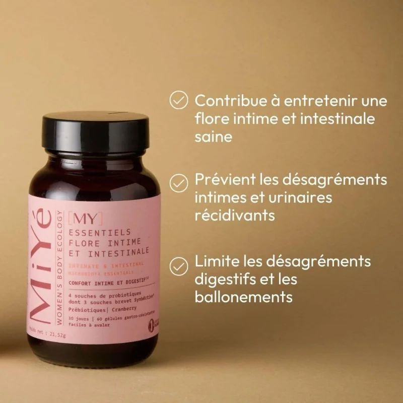 actions complément alimentaire miyé flore intime et intestinale
