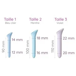 kit de 3 dilatateurs Vagiwell Small pour le vaginisme avec dimensions