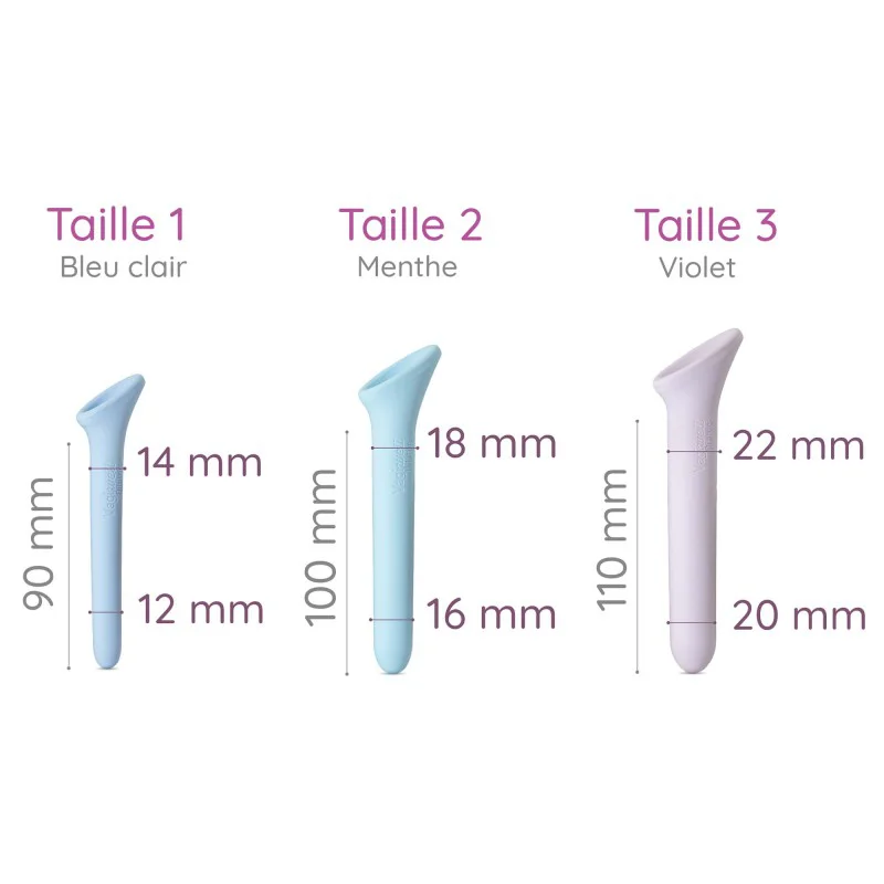 kit de 3 dilatateurs Vagiwell Small pour le vaginisme avec dimensions